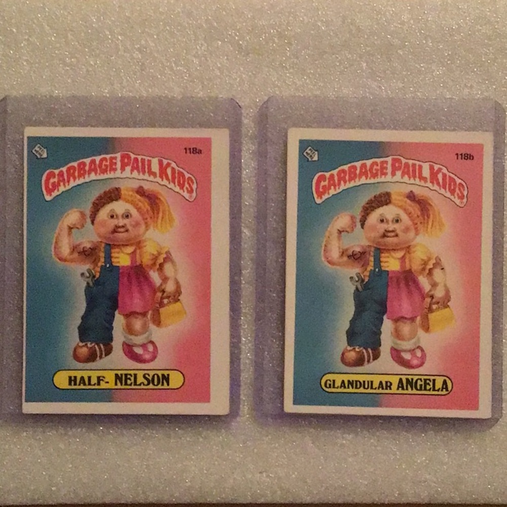 **1986 Garbage Pail Kids Trading Cards - Half Nelson 118a &Glandular Angela 118b